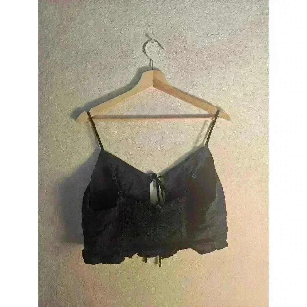 Navy blue Crop lace up front - Picture 4 of 7